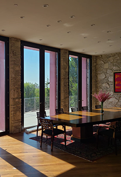 Living Space in Calabasas with Custom Motorized Shades